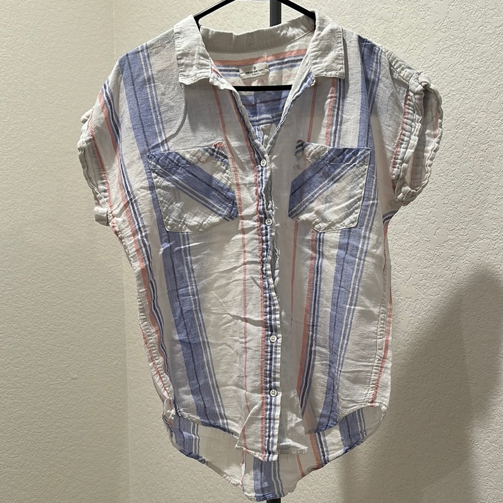 Thread & Supply Blue and Red Striped Button Down Shirt